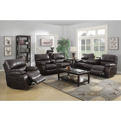 Coaster - Willemse Motion Sofa With Drop-Down Table in Dark Brown