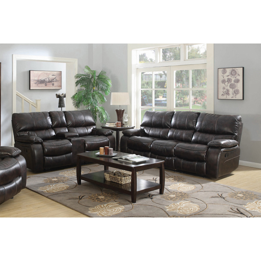 Coaster Willemse Upholstered Pillow Top Arm Living Room Set - Dark Brown