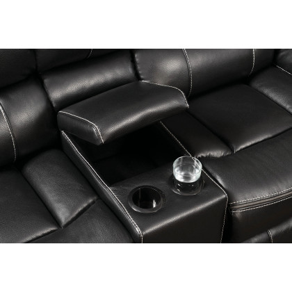 Coaster Willemse Upholstered Pillow Top Arm Living Room Set with Glider Recliner - Black