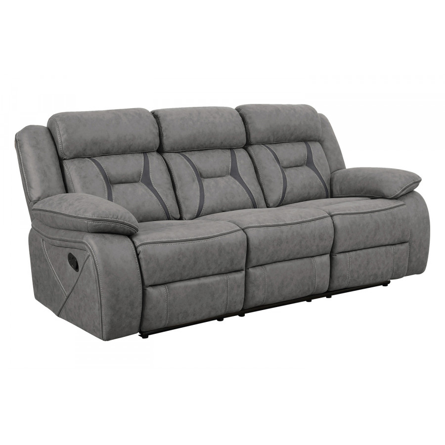 Coaster Higgins Pillow Top Arm Upholstered Motion Sofa - Gray