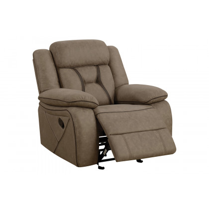 Coaster Higgins Upholstered Tufted Living Room Set with Glider Recliner - Tan