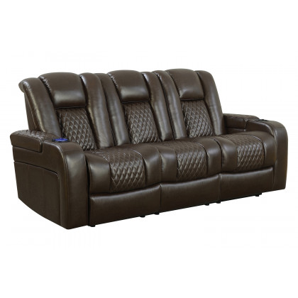 Coaster Delangelo Upholstered Tufted Living Room Set With Power Recliner - Brown