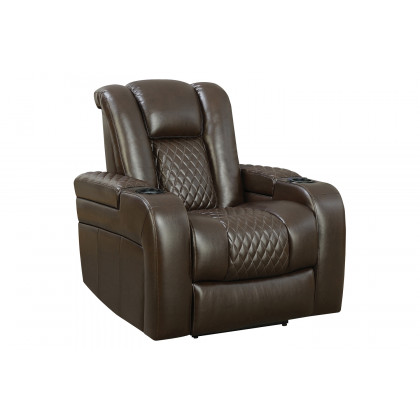 Coaster Delangelo Upholstered Tufted Living Room Set With Power Recliner - Brown
