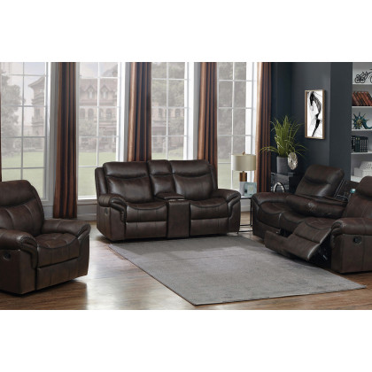 Coaster Sawyer Glider Loveseat with Console - Cocoa