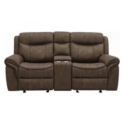 Coaster Sawyer Glider Loveseat with Console - Macchiato
