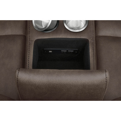 Coaster Sawyer Glider Loveseat with Console - Macchiato