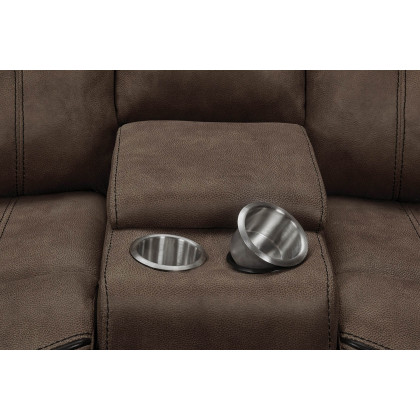 Coaster Sawyer Glider Loveseat with Console - Macchiato