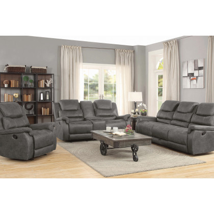 Coaster - Wyatt Upholstered Motion Sofa With Drop-Down Table in Gray