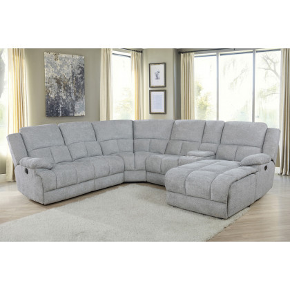Coaster Belize 6-Piece Pillow Top Arm Motion Sectional - Gray