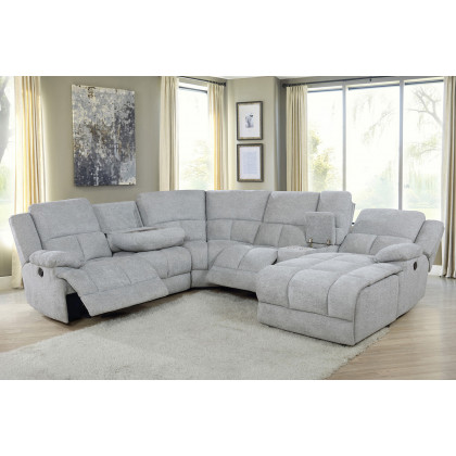 Coaster Belize 6-Piece Pillow Top Arm Motion Sectional - Gray