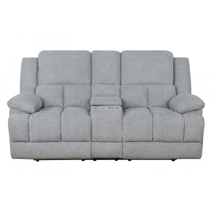 Coaster Waterbury Upholstered Power Loveseat with Console - Gray