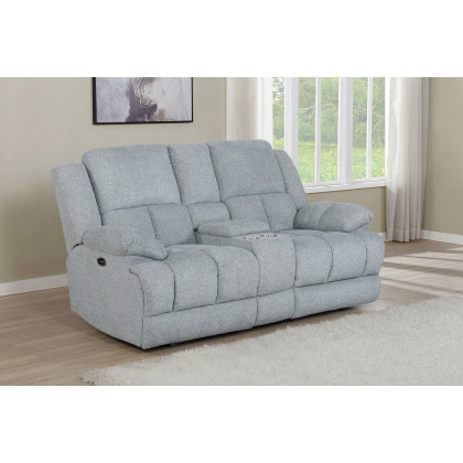 Coaster Waterbury Upholstered Power Loveseat with Console - Gray