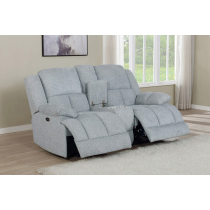 Coaster Waterbury Upholstered Power Loveseat with Console - Gray