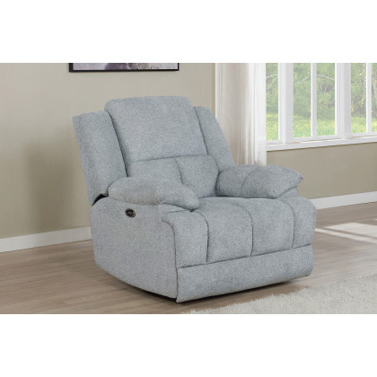 Coaster Waterbury Upholstered Power Glider Recliner - Gray