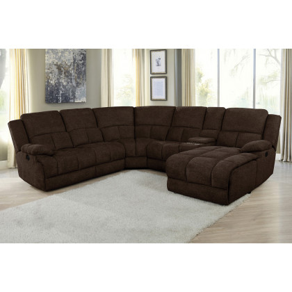 Coaster Belize 6-Piece Pillow Top Arm Motion Sectional - Brown