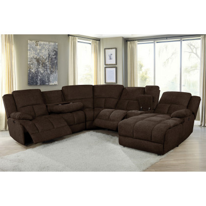 Coaster Belize 6-Piece Pillow Top Arm Motion Sectional - Brown