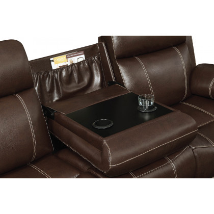Coaster Myleene Motion Sofa with Drop-Down Table - Chestnut