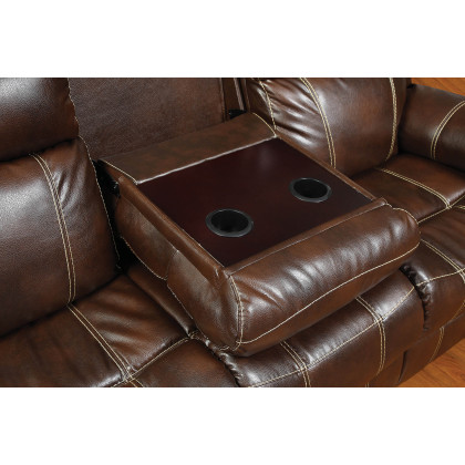 Coaster Myleene Motion Sofa with Drop-Down Table - Chestnut
