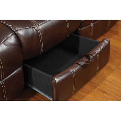 Coaster Myleene Motion Sofa with Drop-Down Table - Chestnut
