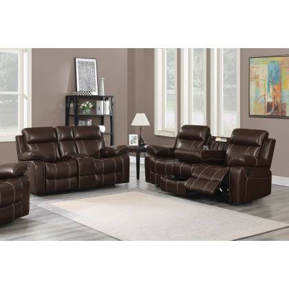 Coaster Myleene Motion Sofa with Drop-Down Table - Chestnut