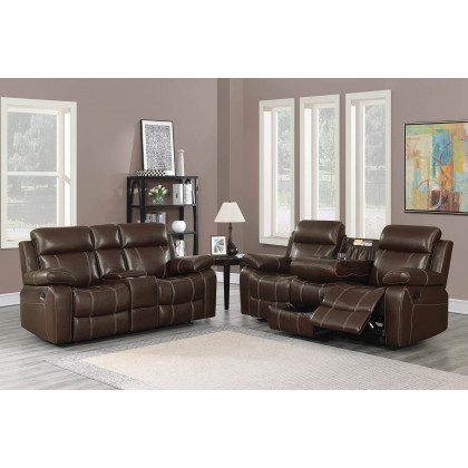 Coaster Myleene Motion Sofa with Drop-Down Table - Chestnut