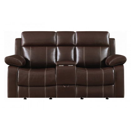 Coaster Myleene Glider Loveseat with Console - Chestnut