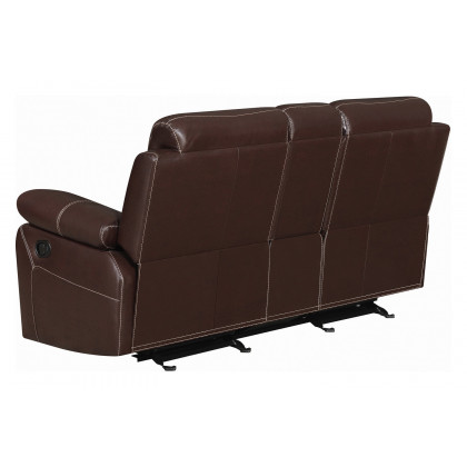 Coaster Myleene Glider Loveseat with Console - Chestnut