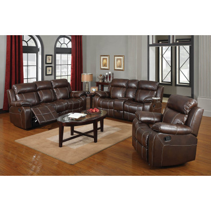 Coaster Myleene Glider Loveseat with Console - Chestnut