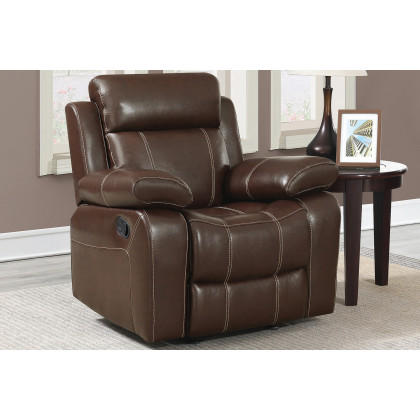 Coaster Myleene Pillow Top Arm Glider Recliner - Chestnut