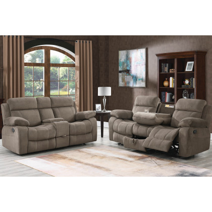 Coaster Myleene Motion Sofa with Drop-Down Table - Mocha