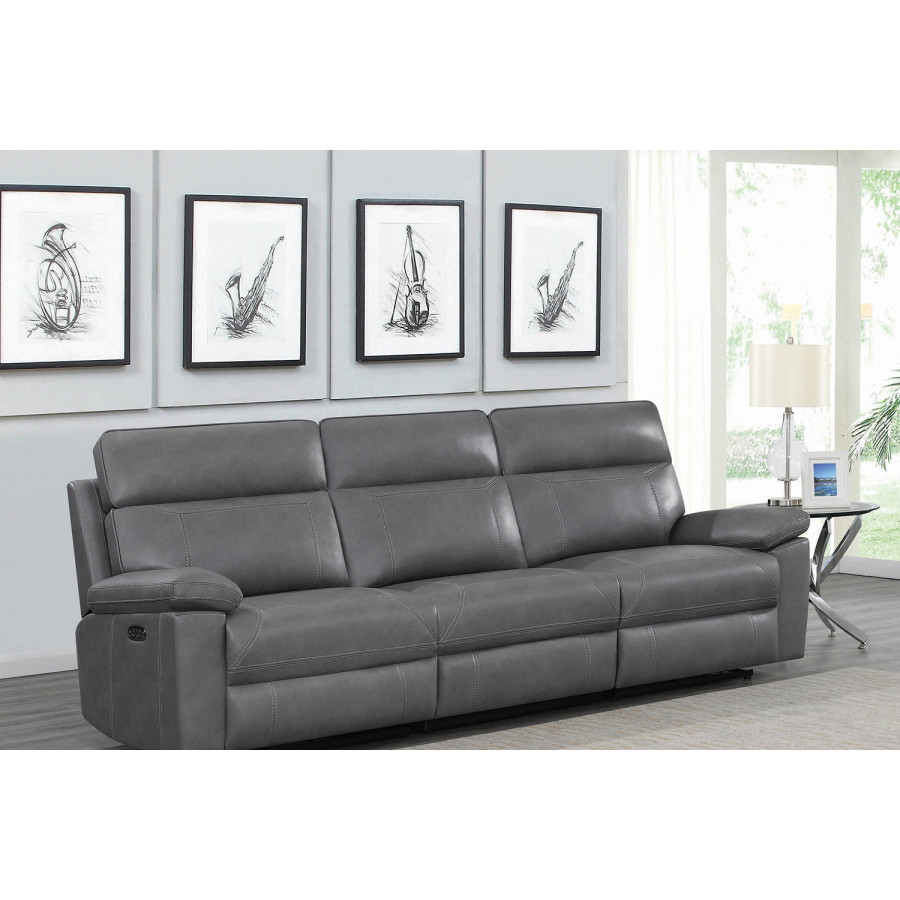 Coaster Albany Upholstered Power Reclining Seat And Power Headrest Sofa - Gray