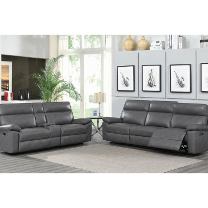 Coaster Albany Upholstered Power Reclining Seat And Power Headrest Sofa - Gray