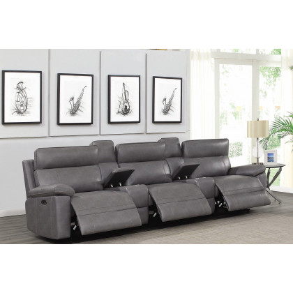 Coaster Albany Upholstered Power Reclining Seat And Power Headrest Home Theater - Gray