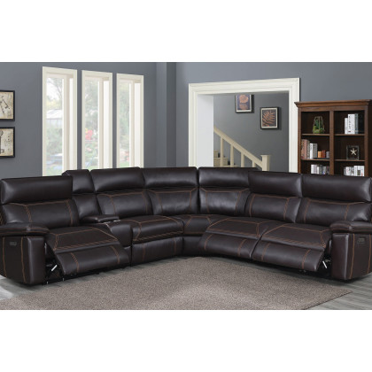 Coaster Albany 6-Piece Power Sectional - Brown