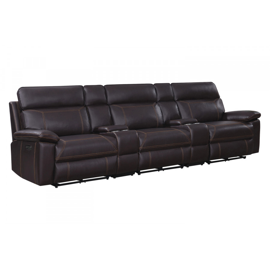 Coaster Albany Upholstered Power Reclining Seat And Power Headrest Home Theater - Brown