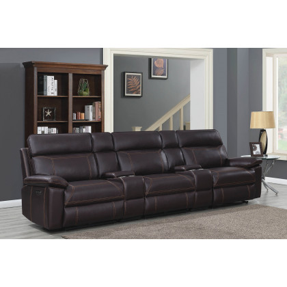 Coaster Albany Upholstered Power Reclining Seat And Power Headrest Home Theater - Brown