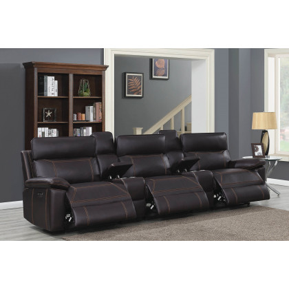 Coaster Albany Upholstered Power Reclining Seat And Power Headrest Home Theater - Brown