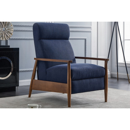 Coaster Upholstered Push-Back Recliner - Navy Blue
