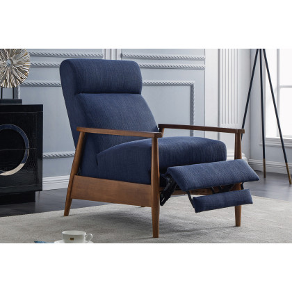 Coaster Upholstered Push-Back Recliner - Navy Blue