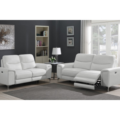 Coaster - Largo Upholstered Power Sofa in White