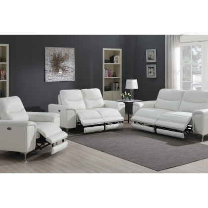 Coaster - Largo Upholstered Power Recliner in White