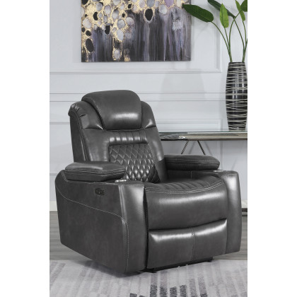 Coaster Korbach Upholstered Power Recliner - Charcoal
