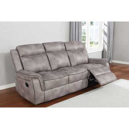 Coaster Lawrence Upholstered Tufted Back Motion Sofa - Taupe