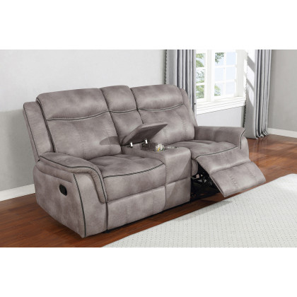 Coaster Lawrence Upholstered Tufted Back Motion Loveseat - Taupe