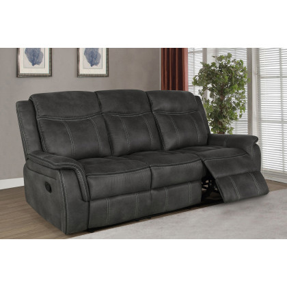 Coaster Lawrence Upholstered Tufted Back Motion Sofa - Charcoal