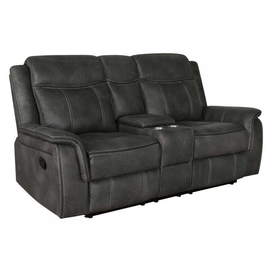 Coaster Lawrence Upholstered Tufted Back Motion Loveseat - Charcoal