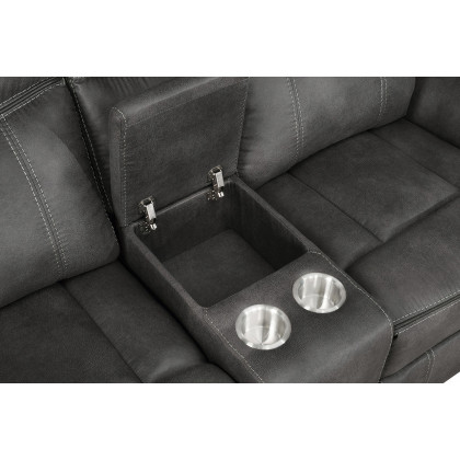 Coaster Lawrence Upholstered Tufted Back Motion Loveseat - Charcoal