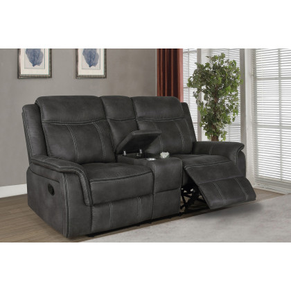Coaster Lawrence Upholstered Tufted Back Motion Loveseat - Charcoal