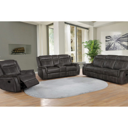 Coaster Lawrence Upholstered Tufted Back Motion Loveseat - Charcoal