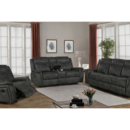 Coaster Lawrence Upholstered Tufted Back Motion Loveseat - Charcoal